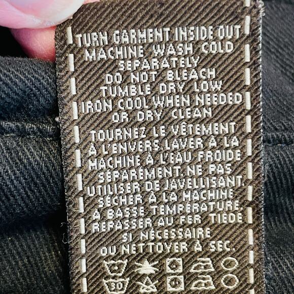 7 For All Mankind Black Denim High Raw Fringe Waist Tapered Leg Y2K Jeans 25 - Picture 7 of 13